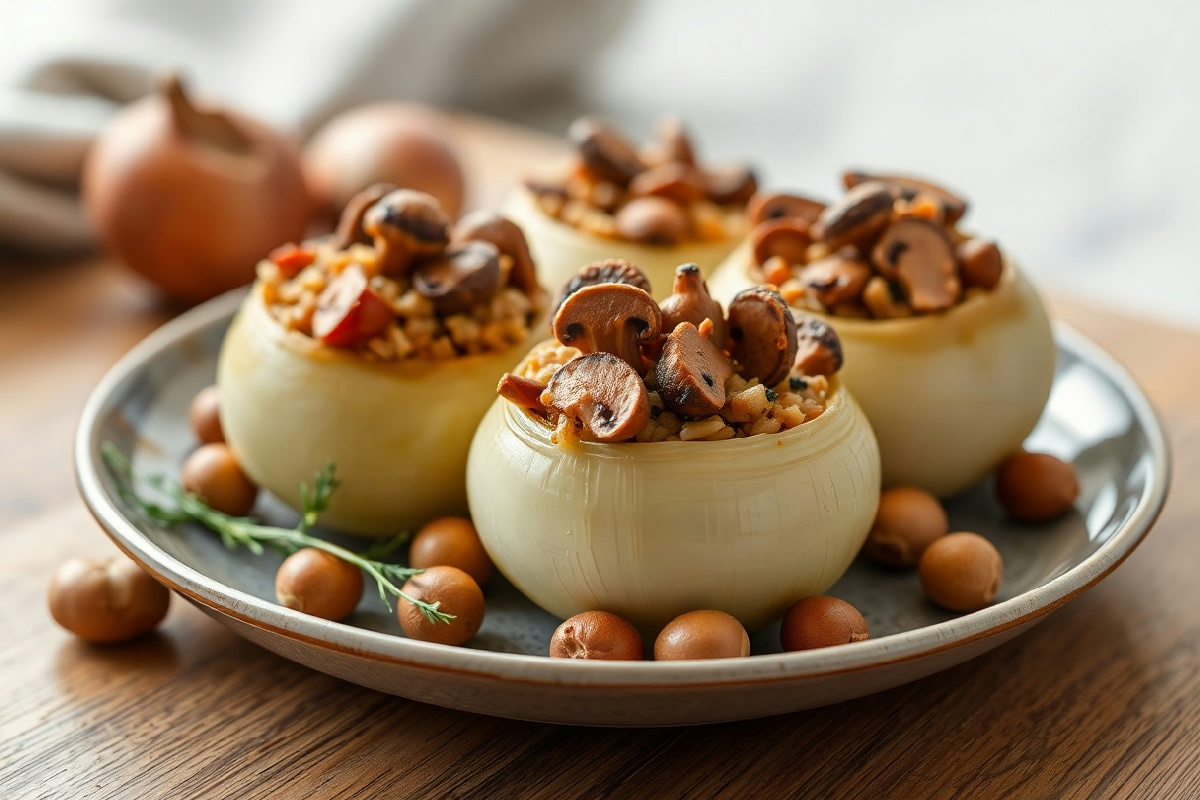 Cipolle ripiene di champignon e nocciole: il piatto che stupirà tutti a cena senza fatica